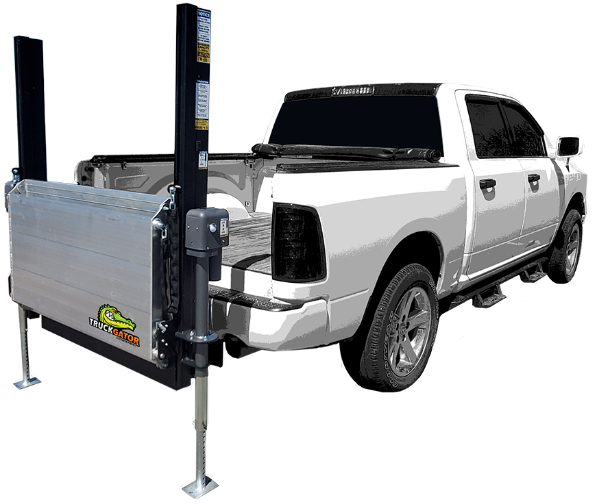 Truck with liftgator removable lift-gate installed